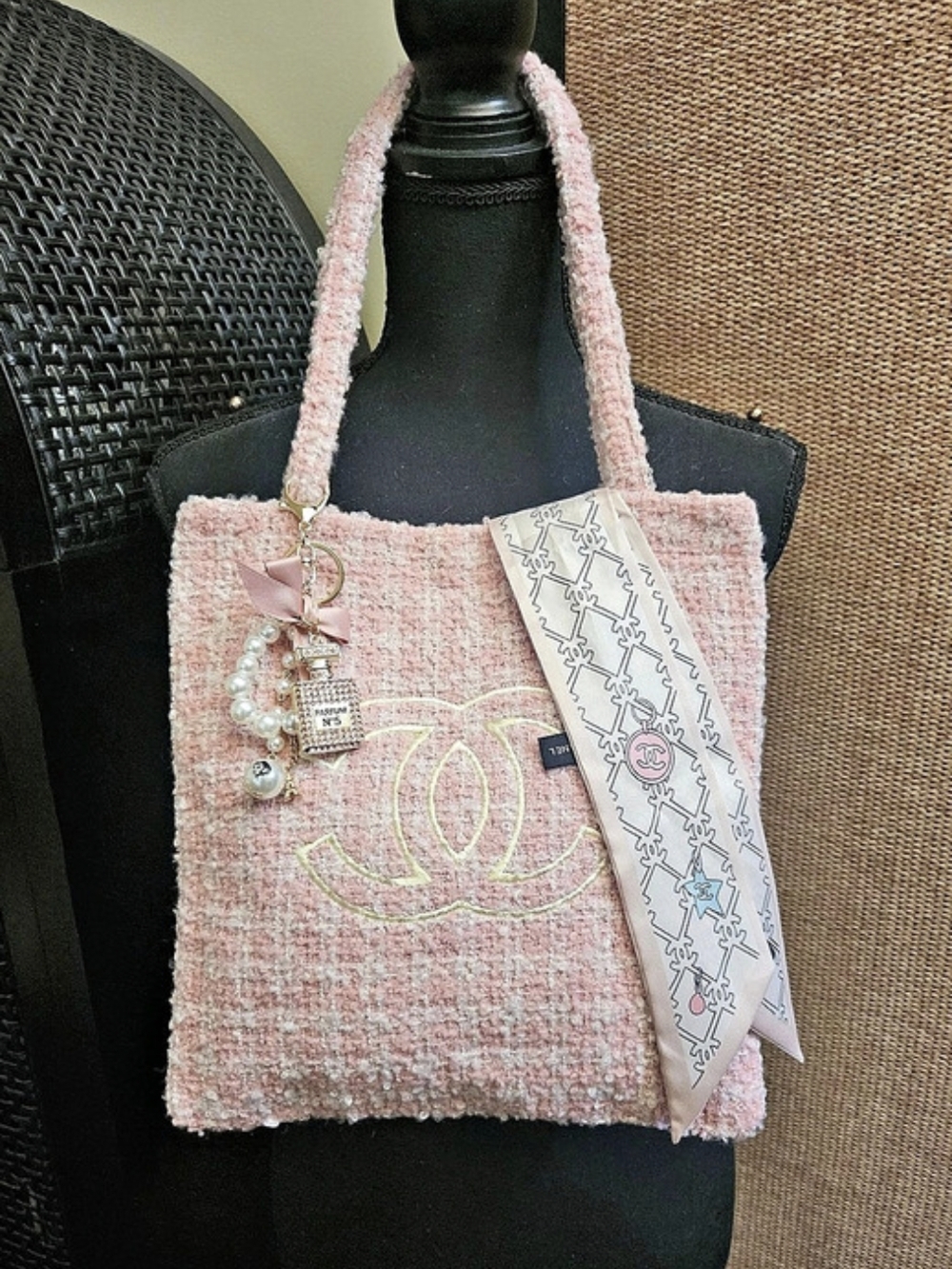 Chanel Beaute Pink Tweed Tote Bag VIP Gift